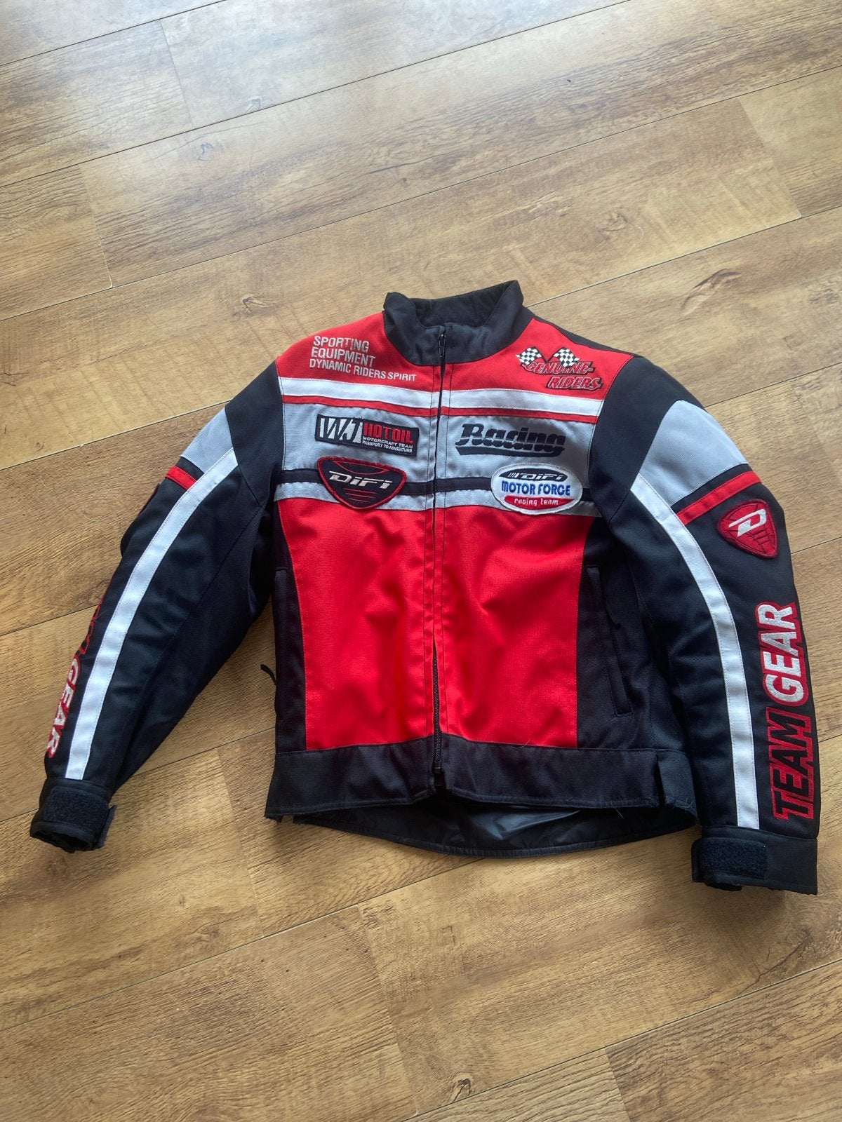 Motorjas Zwart/Rood/Grijs - Maat XS, Ophalen, Tweedehands, Dames, Overige typen