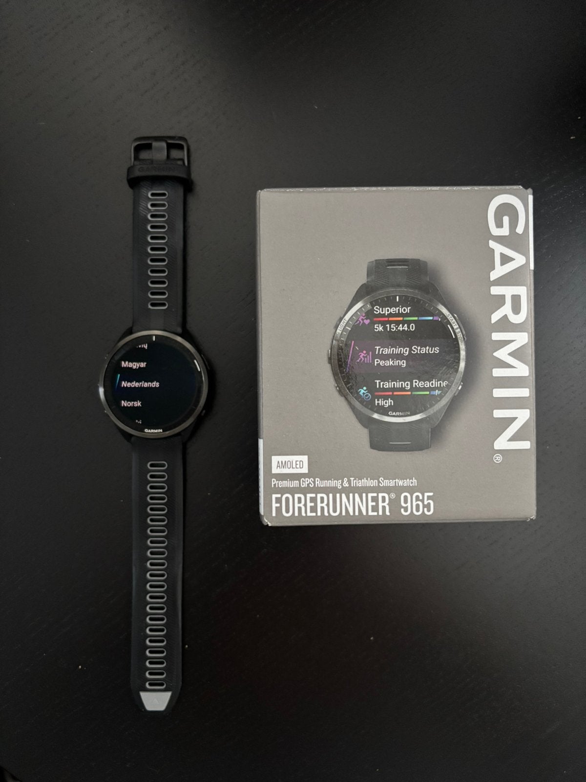 Garmin Forerunner 965 (Incl. doos), Ophalen of Verzenden, Zo goed als nieuw, Zwart, Android