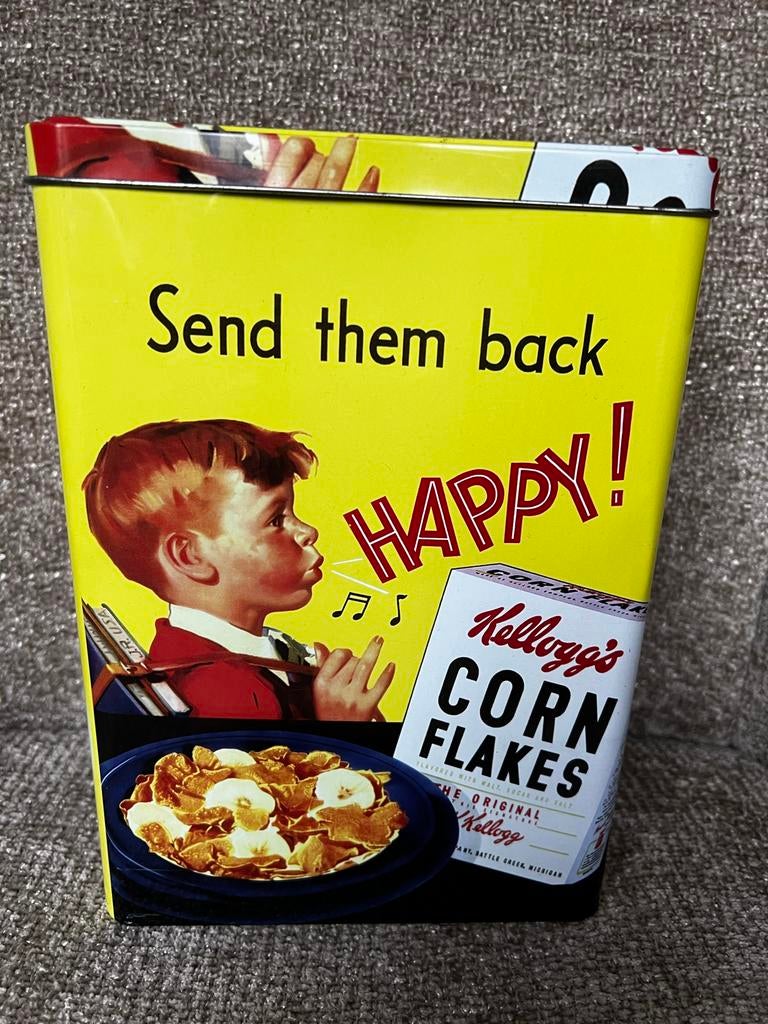 Vintage Kellogg's Corn Flakes Blikken Bus, Verzamelen, Blikken, Ophalen of Verzenden, Gebruikt, Koek(jes), Overige merken