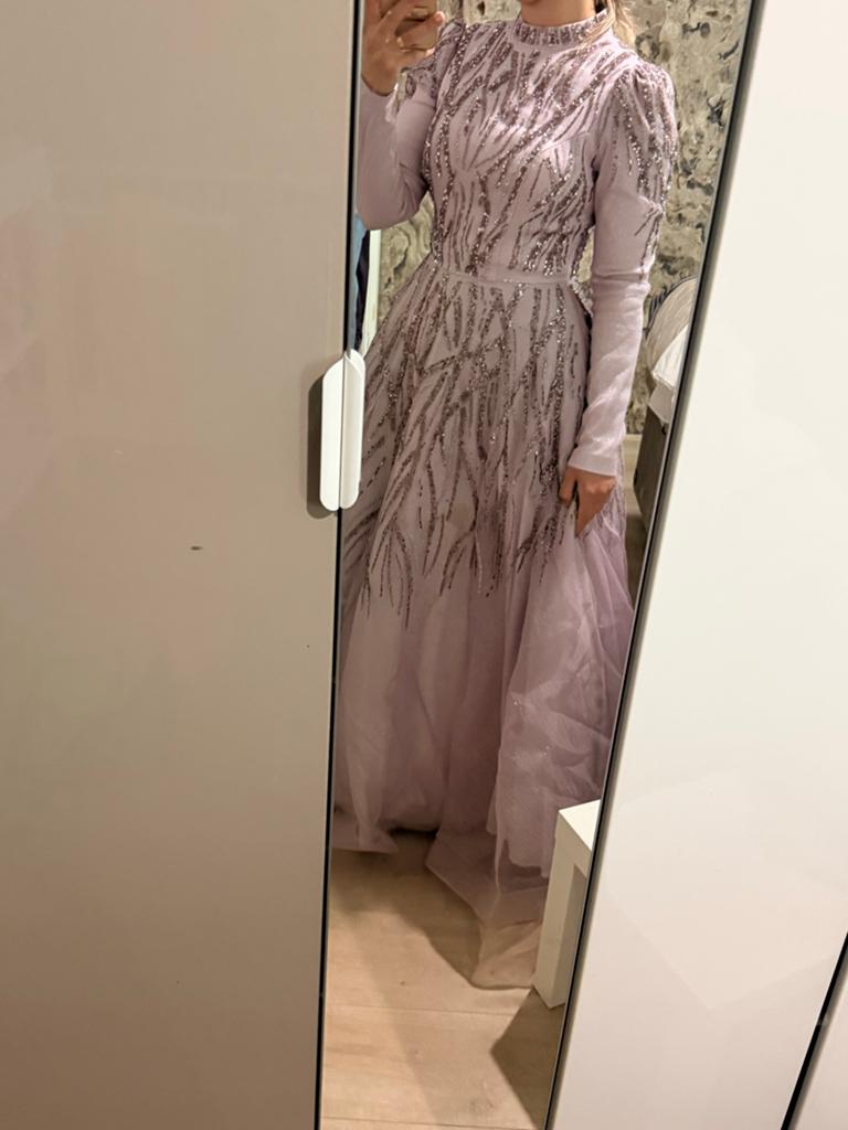Elegante paarse avondjurk met pailletten, Kleding | Dames, Jurken, Paars, Ophalen of Verzenden, Zo goed als nieuw, Maat 36 (S)