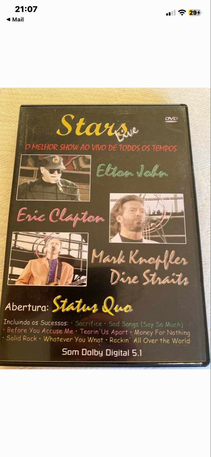 Stars Live DVD: Elton John, Eric Clapton, Mark Knopfler, Alle leeftijden, Ophalen of Verzenden, Concert, Inclusief doosje