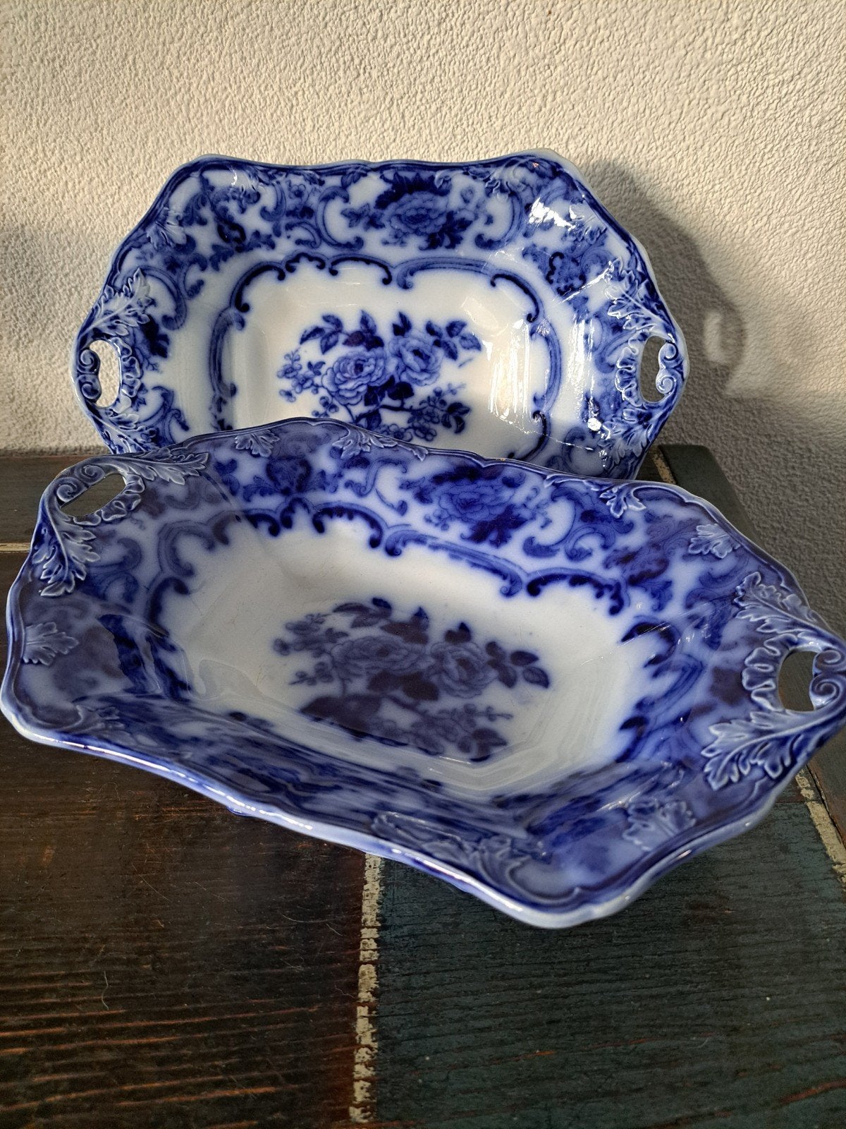 wedgwood pearl 1850-1870 porseleine schalen. decor Camelia, Ophalen of Verzenden