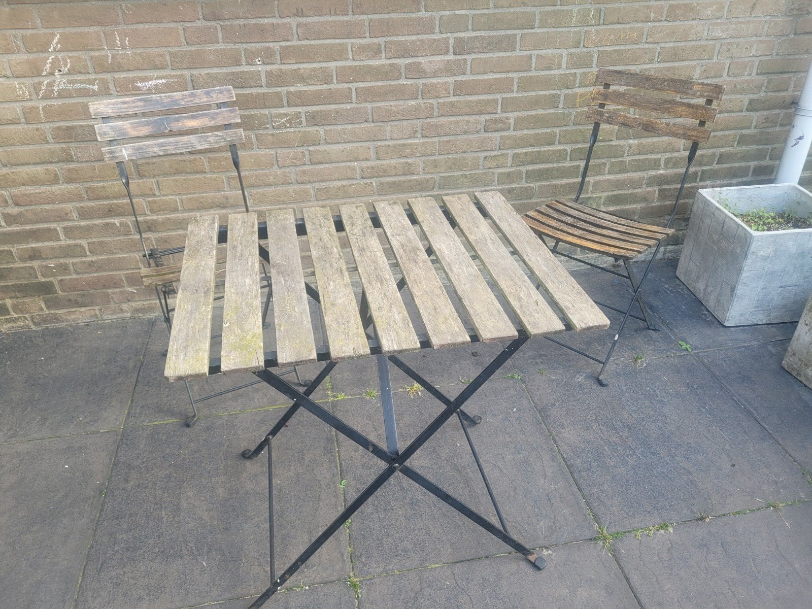 Bistro set- zelf te repareren., Huis en Inrichting, Ophalen, Gebruikt, Eén