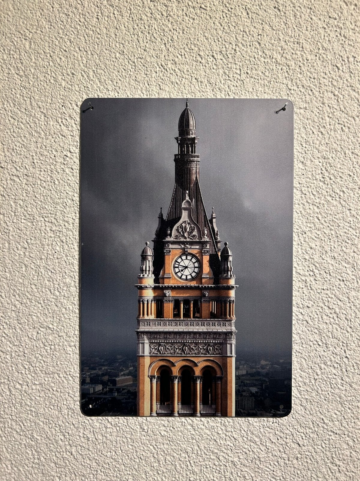 Metalen wandbord 20x30 cm - Klokkentoren, Ophalen of Verzenden, Nieuw, Metaal, Wandbord of Wandpaneel