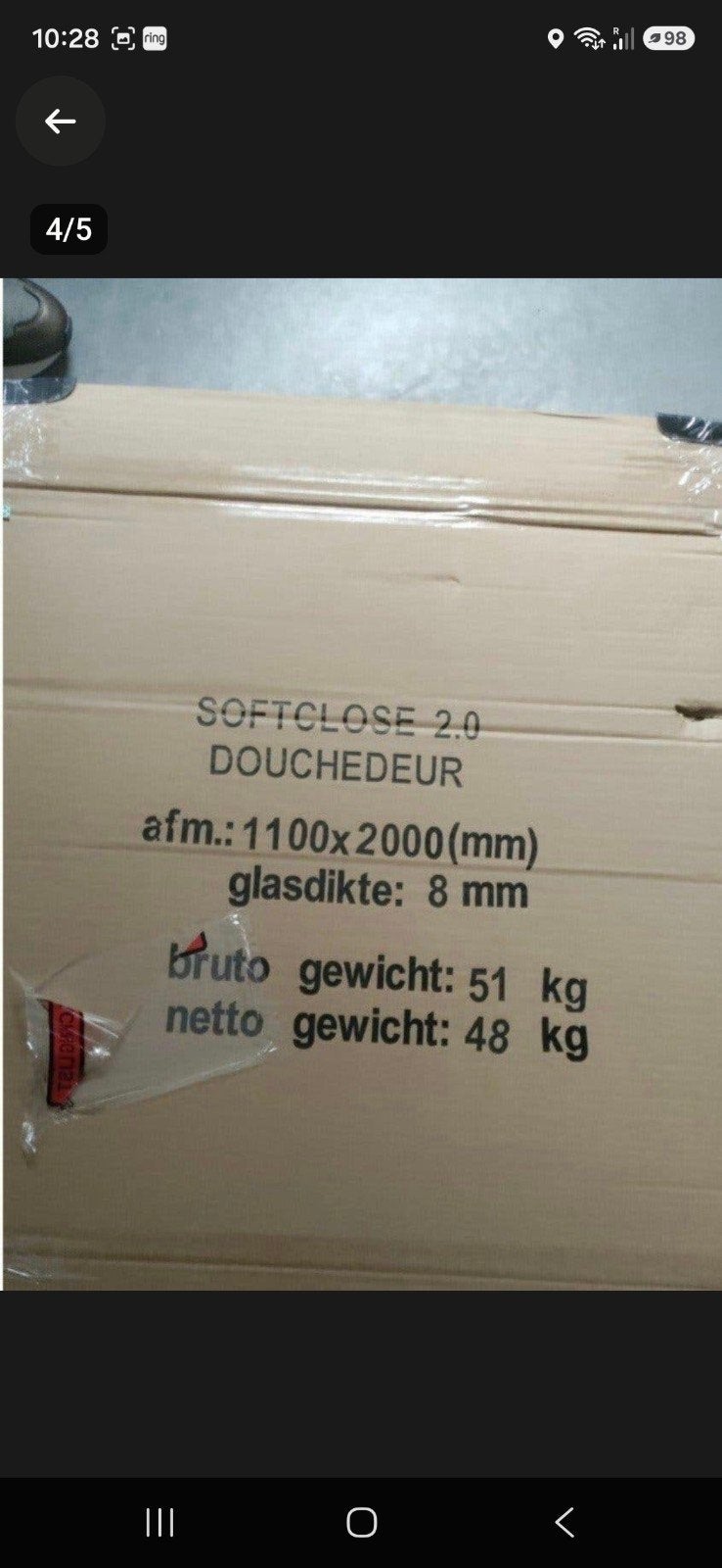 nieuwe softclose douchedeur  breedte 110 cm, Ophalen, Nieuw