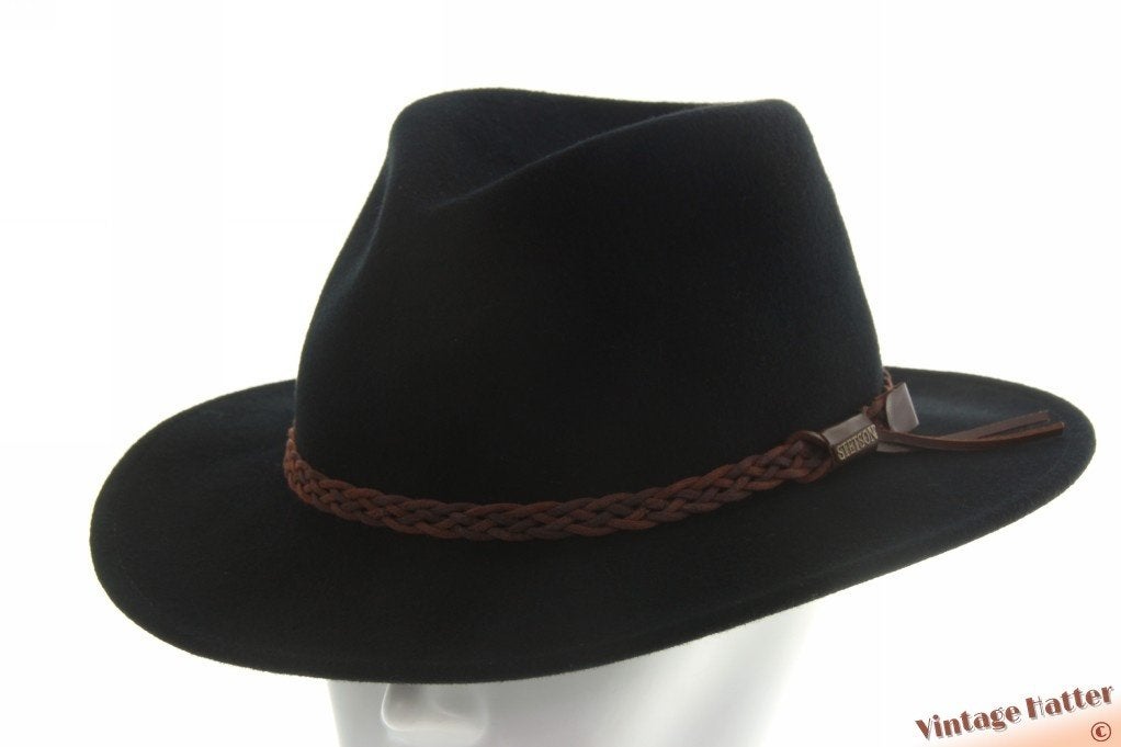 vintage Outdoor gleufhoed Stetson zwart wolvilt 61 = XL ZGAN, Kleding | Heren, 60 cm (XL, 7½ inch) of meer, Stetson, Hoed, Ophalen of Verzenden