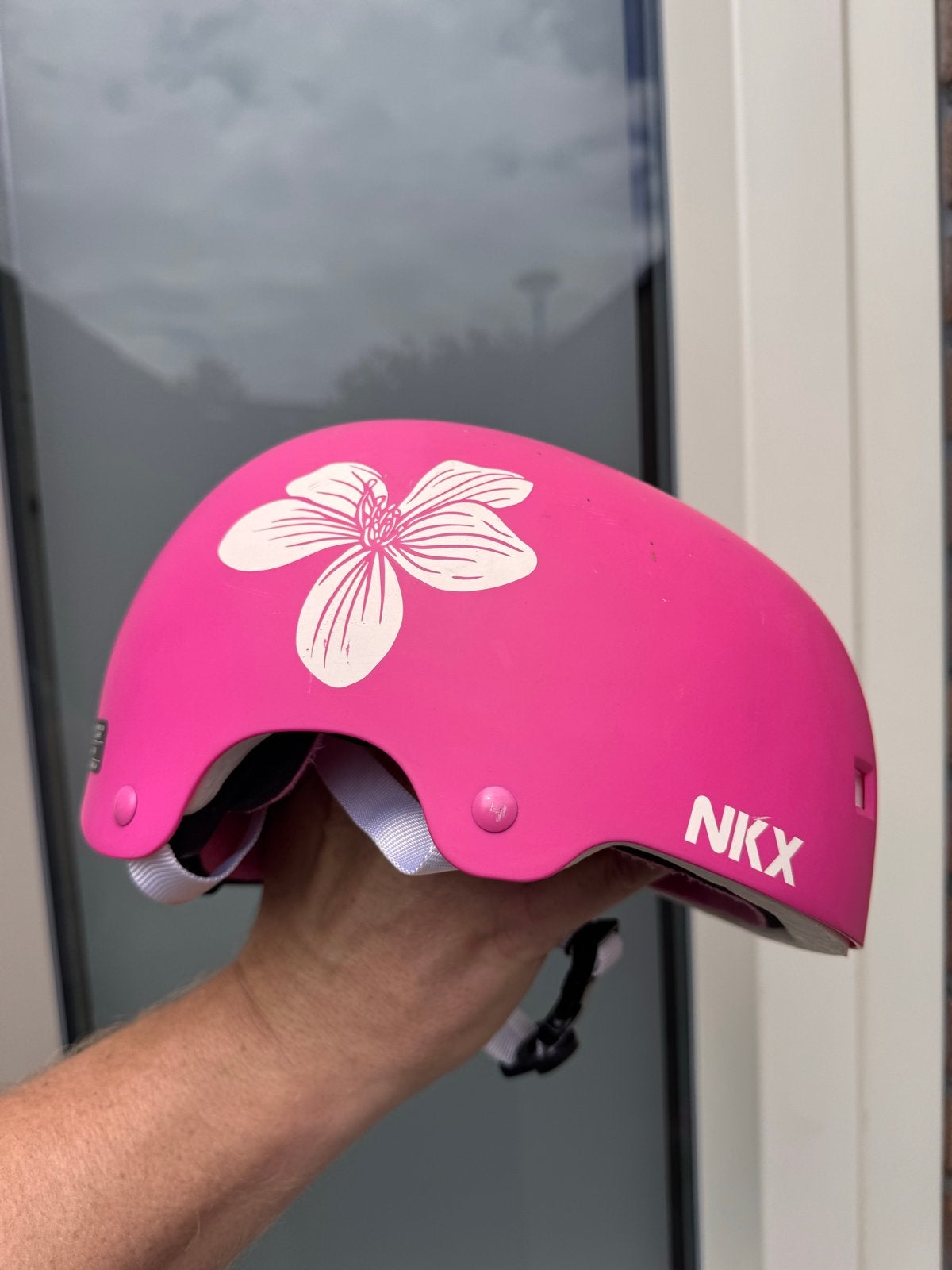 Mooie roze fietshelm NKX maat S (50-53,5 cm) in goede staat, Ophalen of Verzenden, Gebruikt, S, Jongen of Meisje