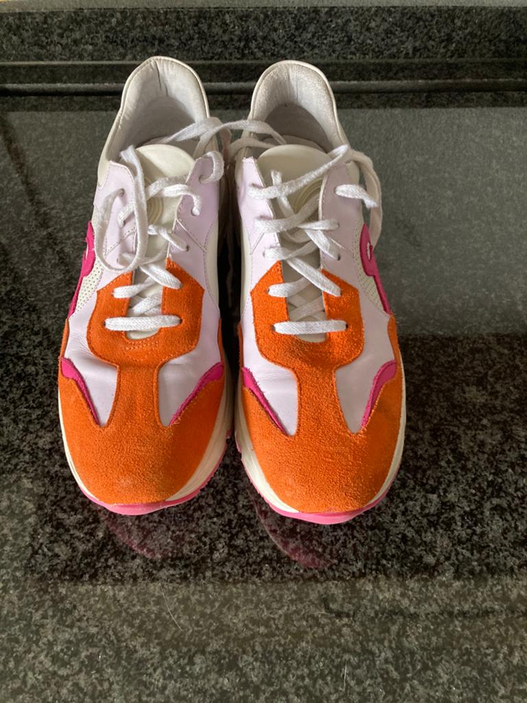Piedro schoenen maat 40 (wit-oranje-roze), Kleding | Dames, Schoenen, Ophalen of Verzenden, Zo goed als nieuw, Wit, Sneakers of Gympen