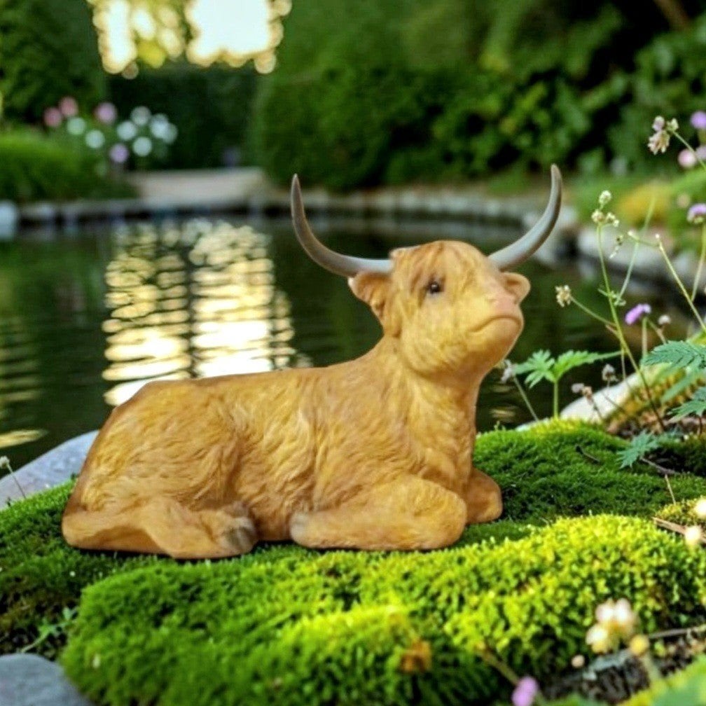 beeldje highlander, koe beeld tuinbeelden polyester kalf, Ophalen, Nieuw, Kunststof, Dierenbeeld