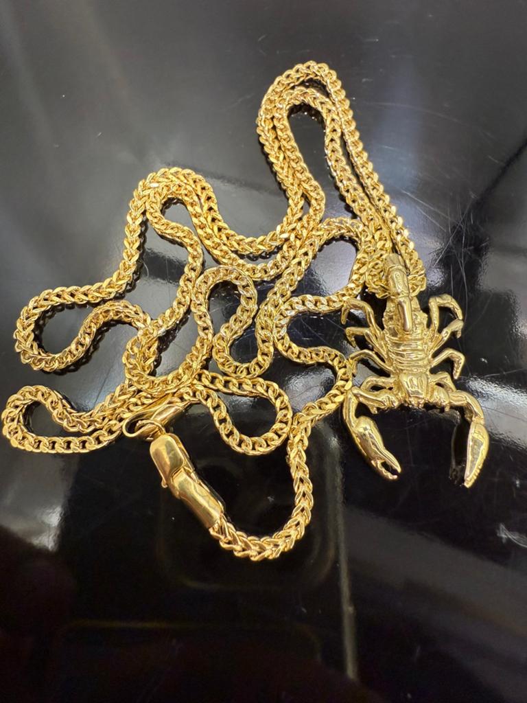 Prachtige 14k gouden vossenstaart ketting met schorpioen, Ophalen of Verzenden, Nieuw, Goud