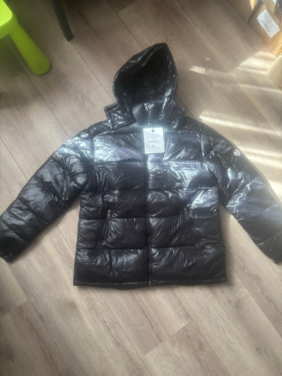 Moncler Puffer Jacket - Glanzend Zwart - Maat S - Nieuw, Ophalen of Verzenden, Nieuw, Maat 46 (S) of kleiner, Zwart