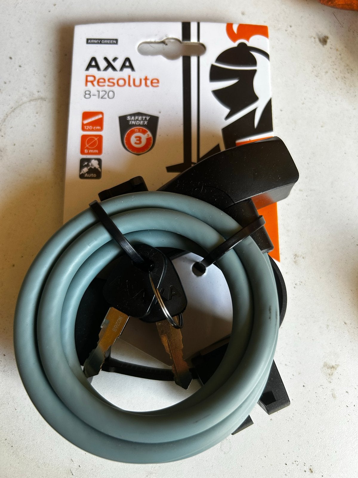 AXA Resolute 8-120: Flexibel kabelslot lichtblauw (nieuw), Ophalen, Nieuw, Kabelslot