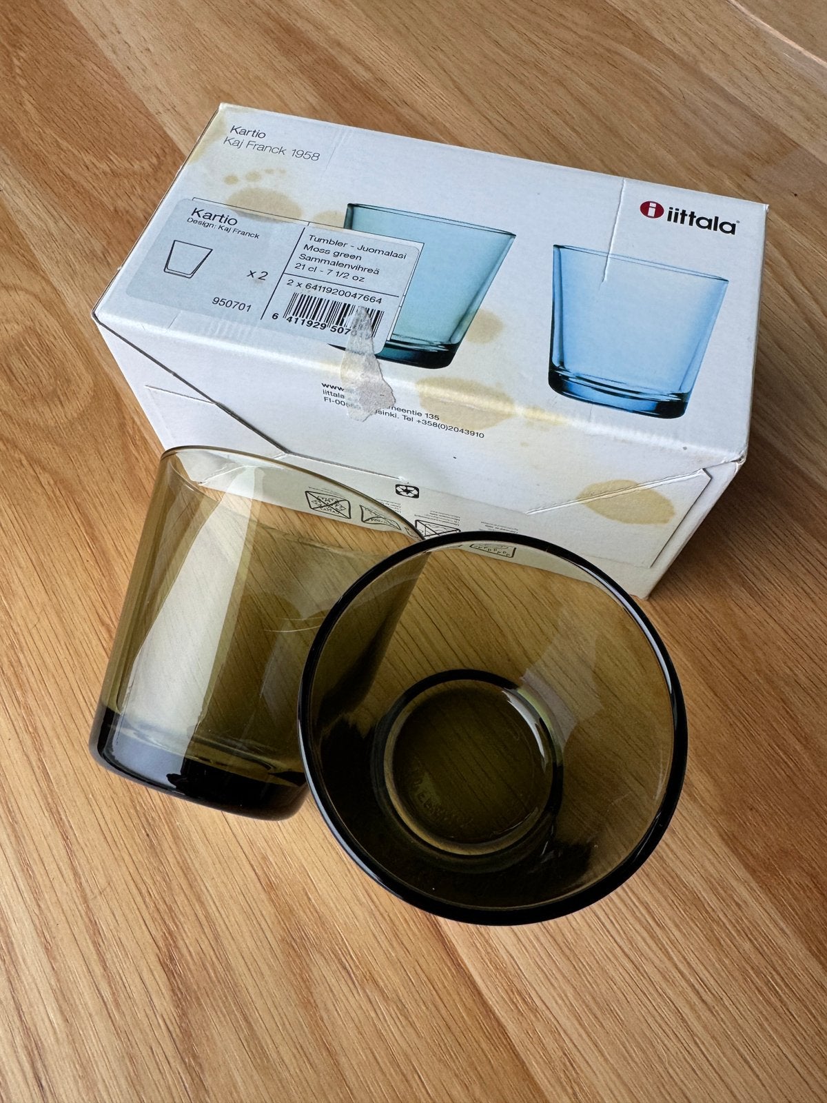 Two littala Kartio Tumblers / Glasses - Moss Green, Ophalen of Verzenden, Zo goed als nieuw, Overige typen