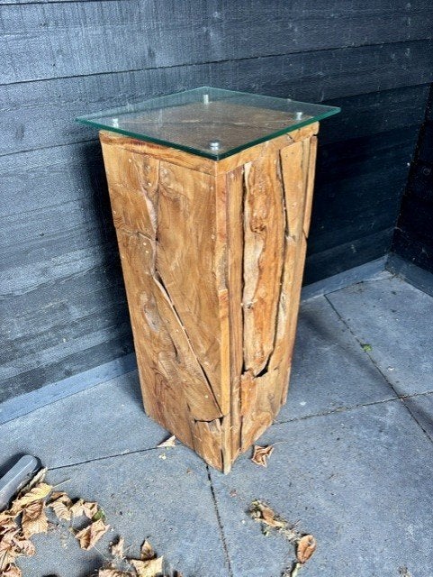 houten zuil met glasplaat, Huis en Inrichting, Woonaccessoires | Zuilen en Pilaren, Ophalen, Gebruikt