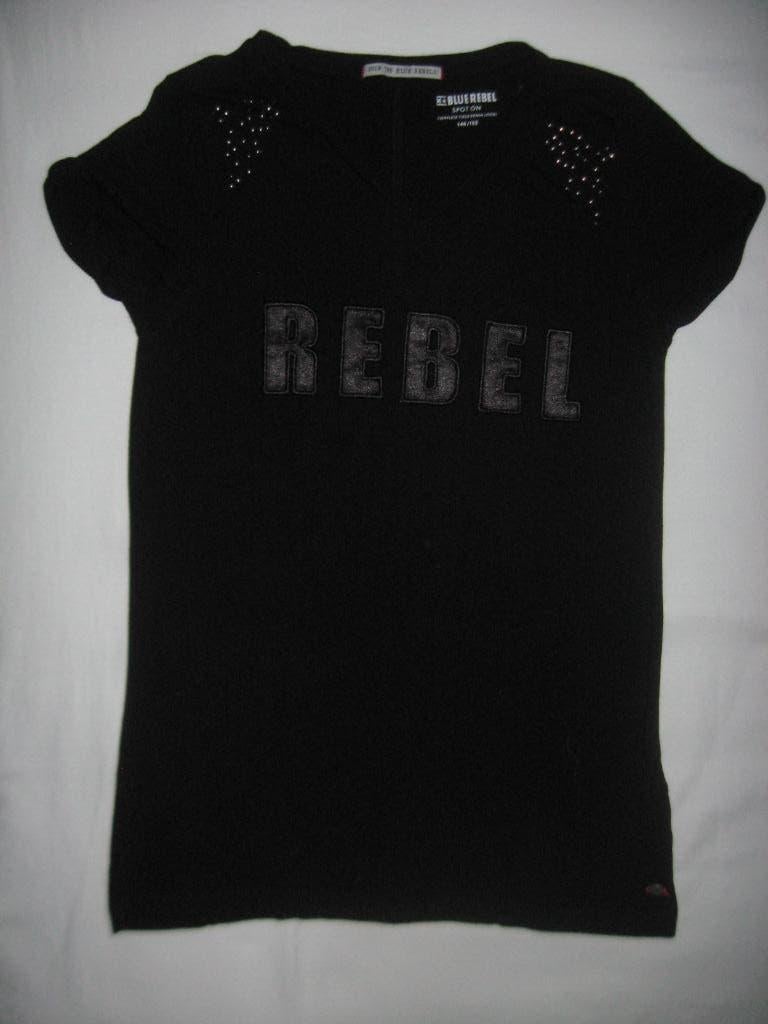 Rebel zwart T-shirt maat 146/152, Meisje, Rebel, Ophalen of Verzenden, Zo goed als nieuw