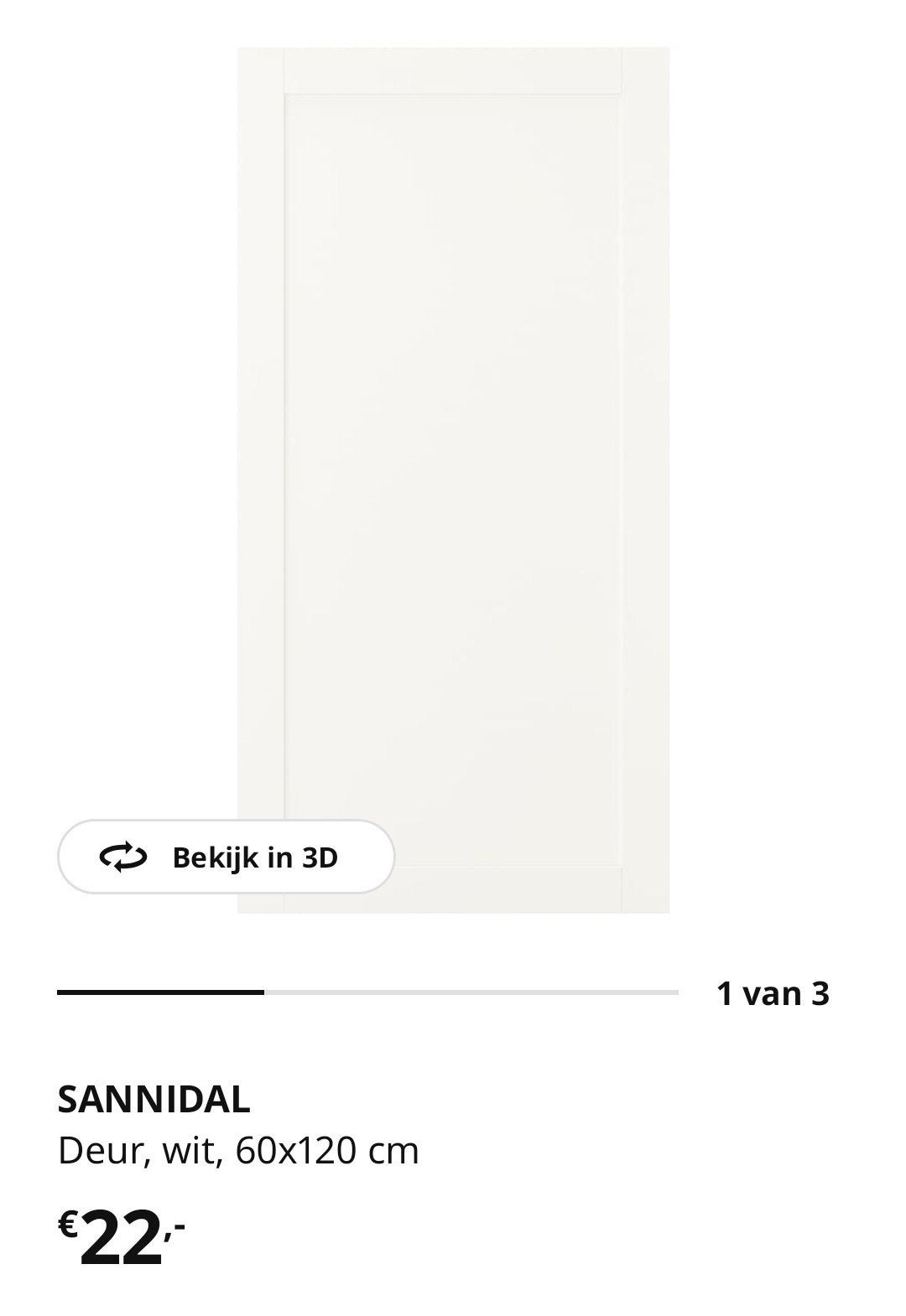Ikea Sannidal deur 60x120 wit met Hjalpa scharnieren, Ophalen, Zo goed als nieuw