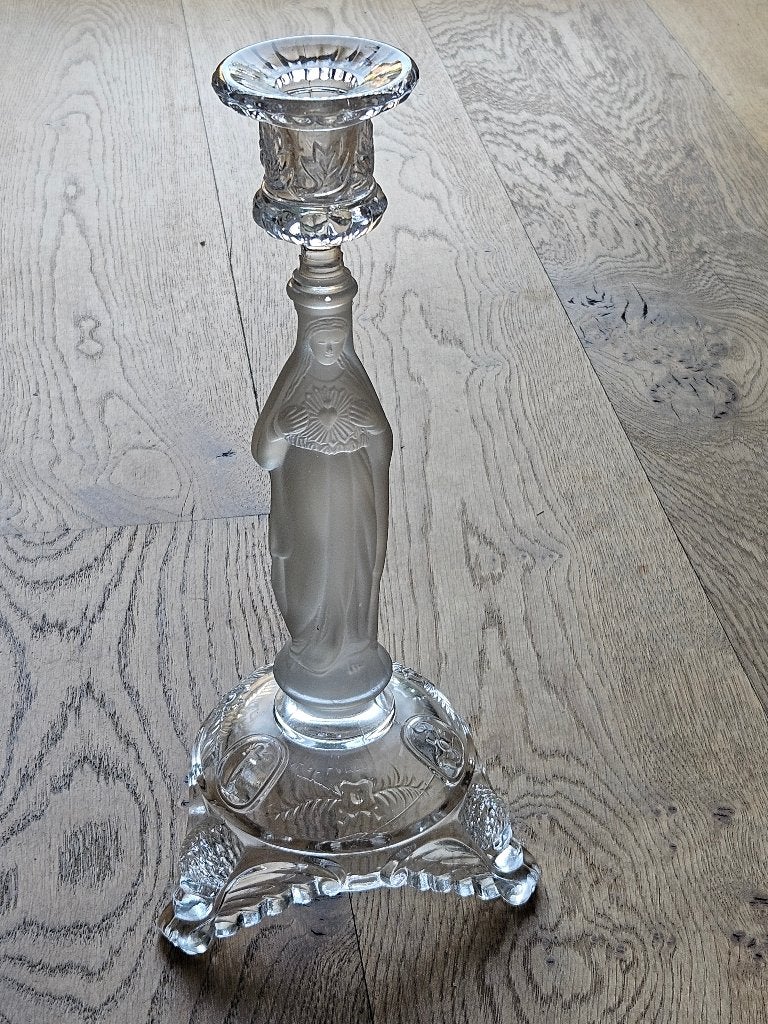 Oude Val St. Lambert Maria kandelaar, Ophalen of Verzenden, Glas