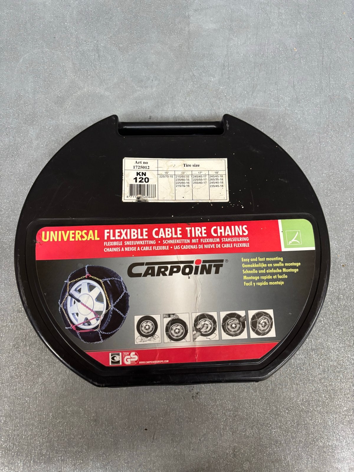 Carpoint KN 120 Flexibele Kabel Sneeuwkettingen, Auto diversen, Sneeuwkettingen, Ophalen, Gebruikt