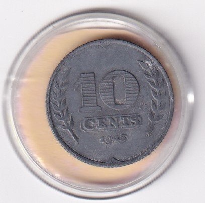10 Cent 1943 Zeer Goed zink, Verzenden, Koningin Wilhelmina, 10 cent, Losse munt