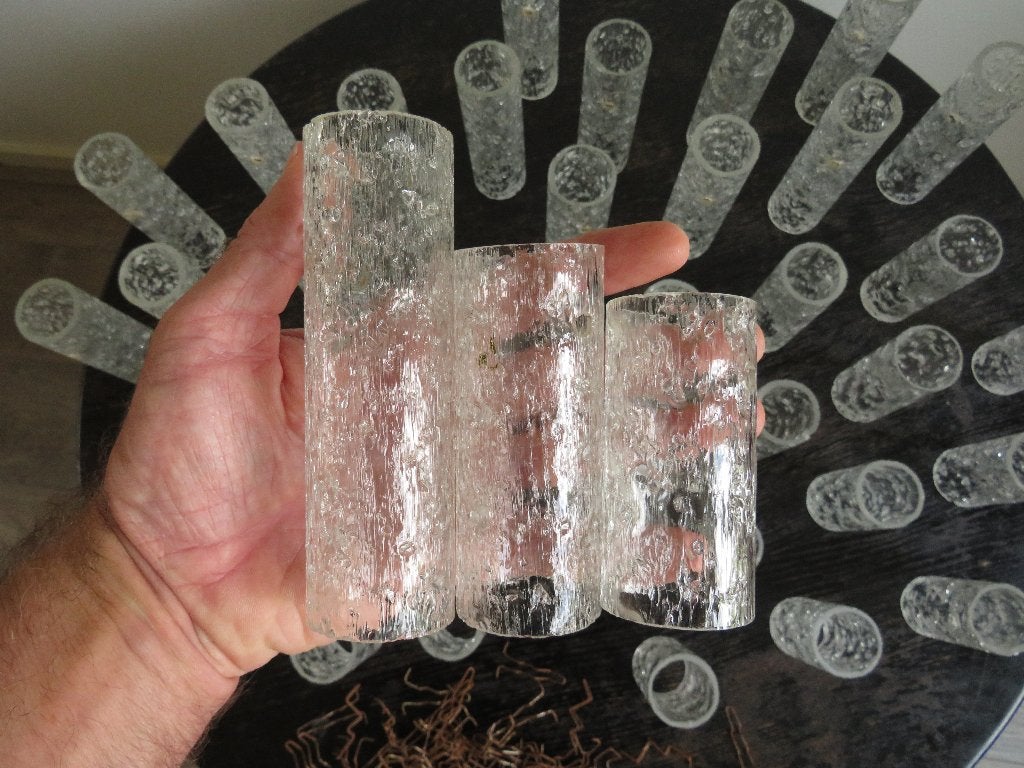 39 vintage ijsglazen cilinderbuizen Doria Lampen - jaren 70, Gebruikt, Overige fittingen, Ophalen of Verzenden, Glas