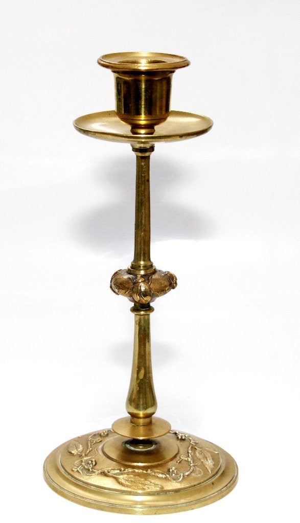 Schitterende Franse Art Nouveau Kandelaar Koper Insecten, Ophalen of Verzenden, Koper of Brons