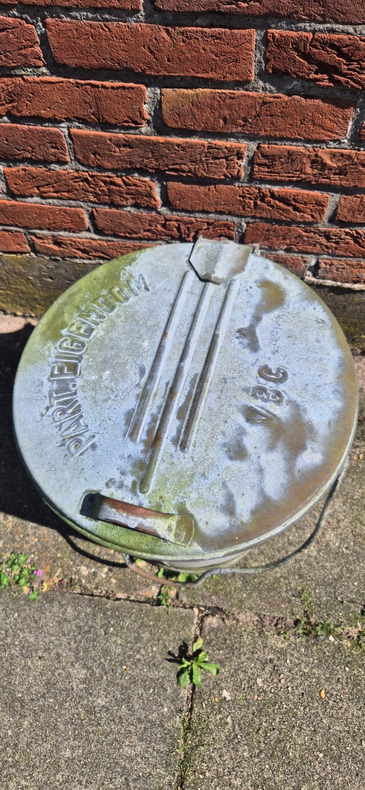 Vintage zinken afval emmer prullenbak container, Ophalen, Gebruikt, Metaal, Minder dan 50 cm