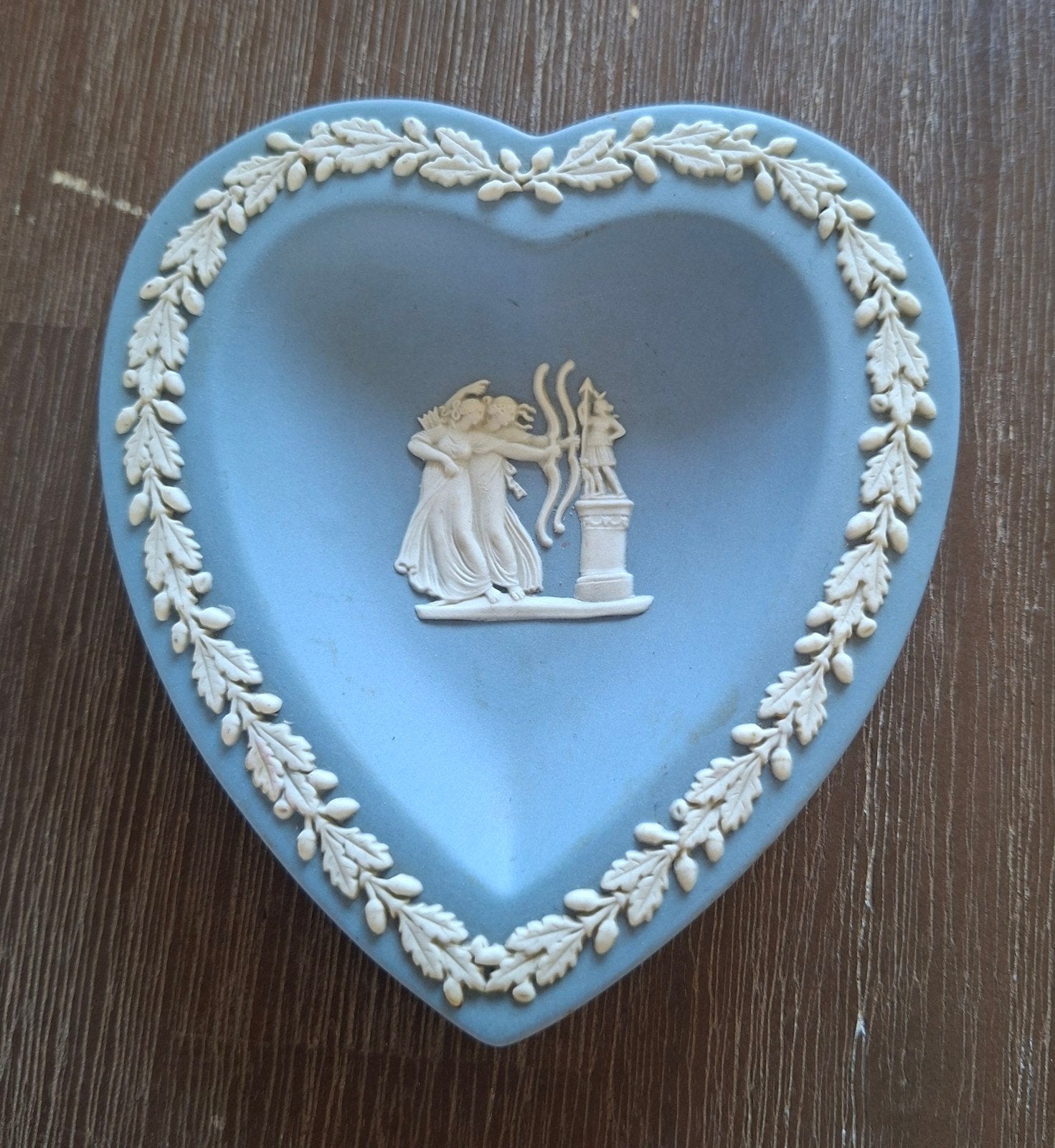 Vintage Wedgwood Hartvormig Schoteltje - Jaspe Blauw, Ophalen
