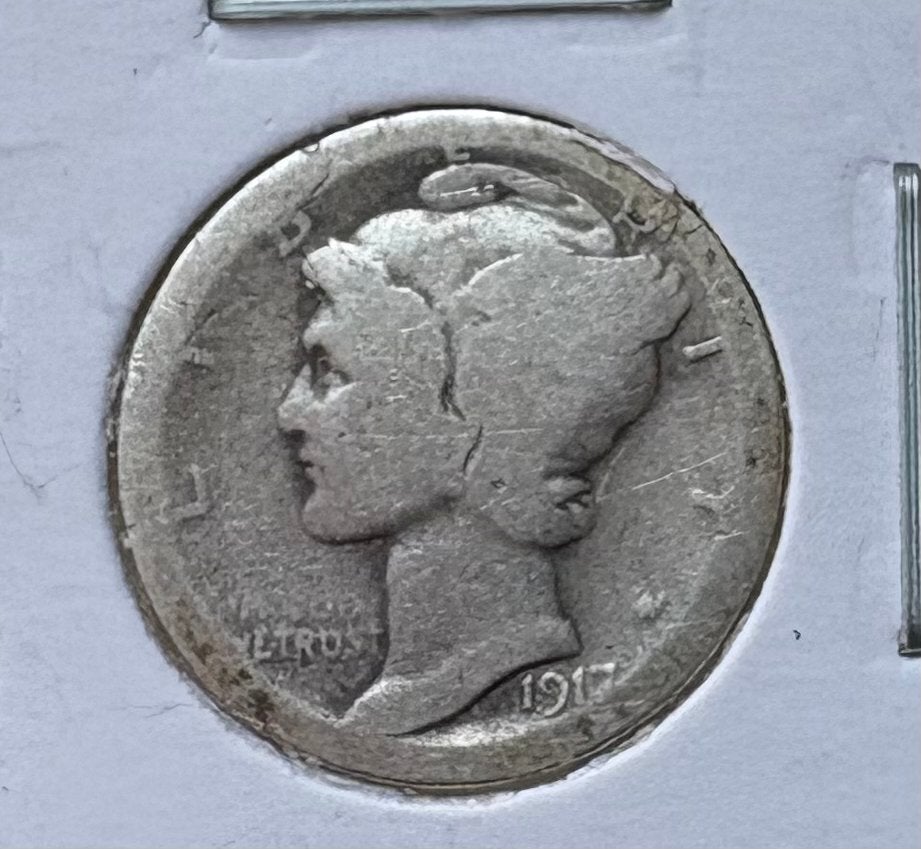 Zeldzame 1917 Mercury Dime - Amerikaanse Zilveren Munt, Ophalen of Verzenden, Zuidoost-Azië, Losse munt, Zilver