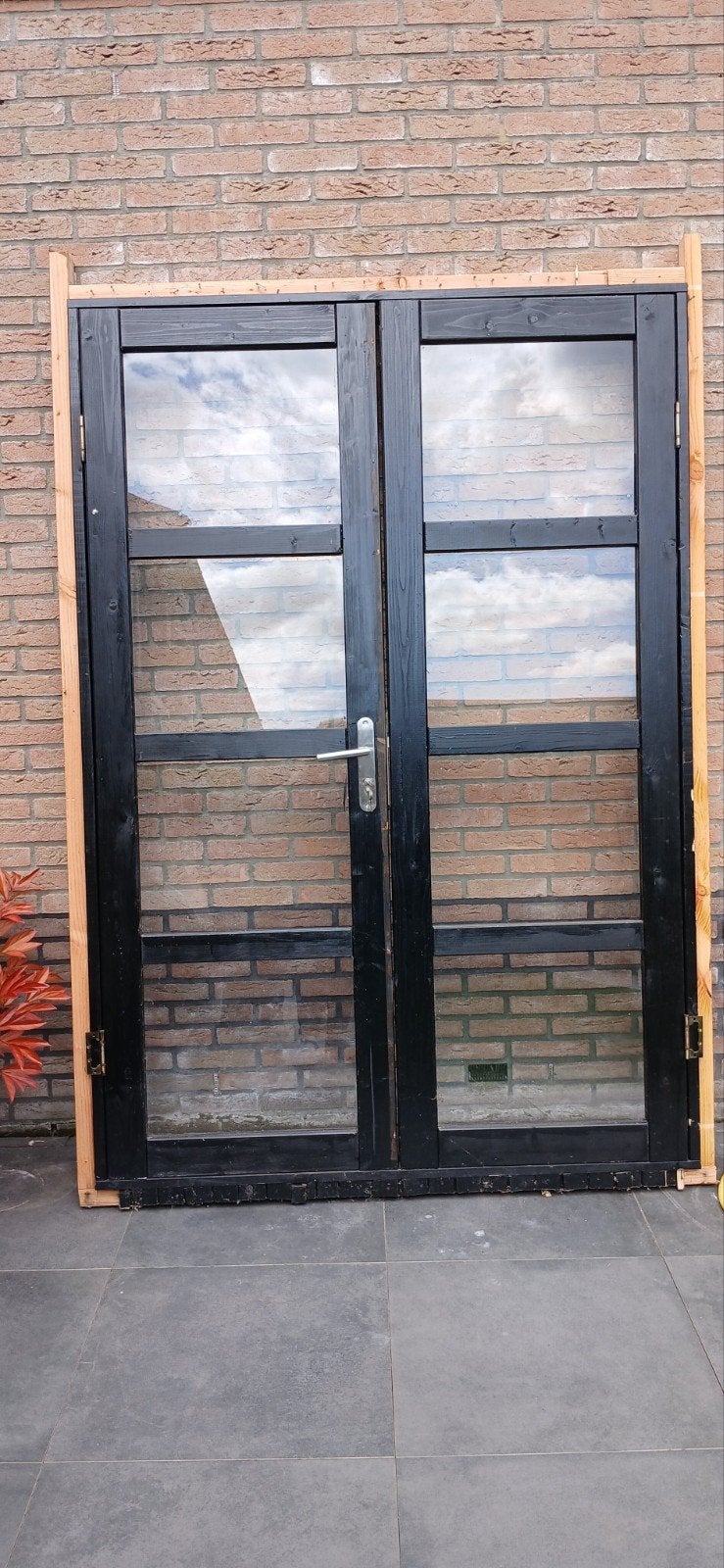 Tuindeuren in kozijn., Ophalen, Hout, Minder dan 250 cm, Minder dan 200 cm