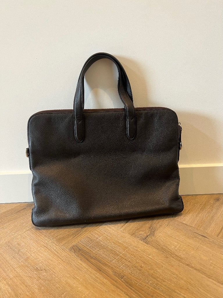 ZGAN bruin leer Suitsupply briefcase aktetas tas heren leder, Computers en Software, Laptoptassen, Bruin, Schouderband, Aktetas
