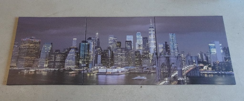 3 Schilderijen van New York City Skyline, Ophalen, Zo goed als nieuw, 50 tot 75 cm, Schilderij