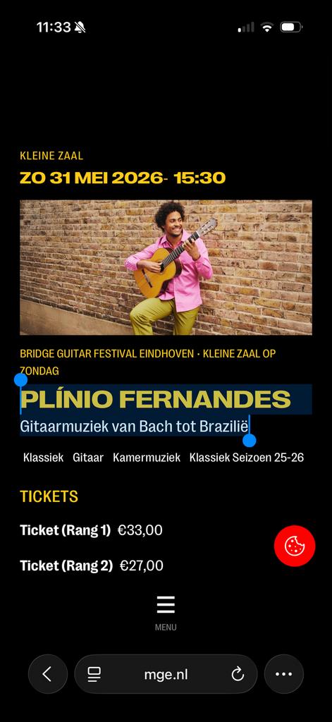 2x PLÍNIO FERNANDES Gitaarmuziek van Bach tot Brazilië, Tickets en Kaartjes, Concerten | Klassiek, Twee personen