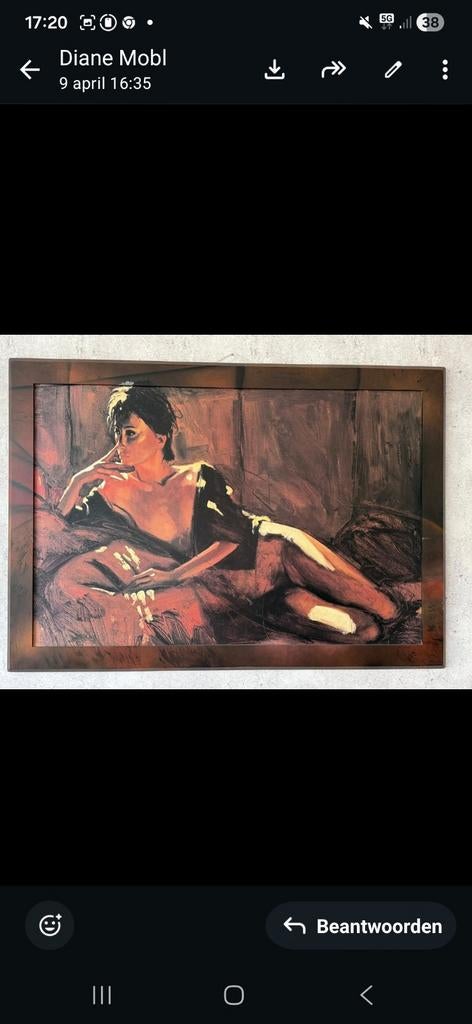 Schilderij liggende vrouw, olieverf op doek, Ophalen of Verzenden
