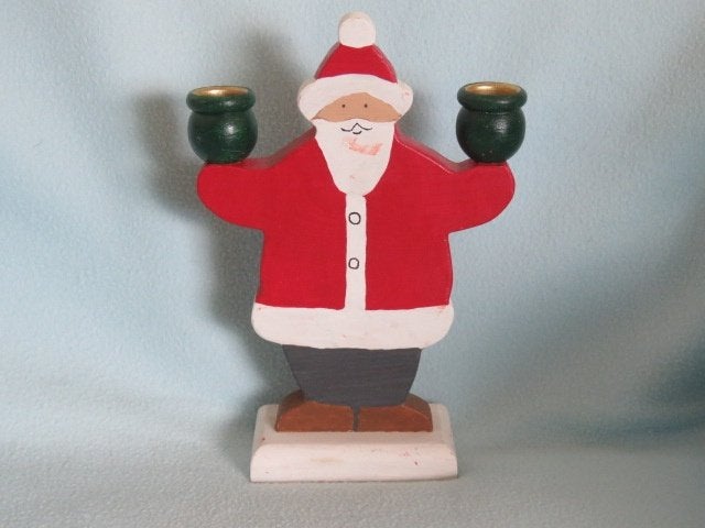 Vintage Zweedse handgemaakte kerstkandelaar kerstman, Diversen, Kerst, Ophalen of Verzenden, Zo goed als nieuw