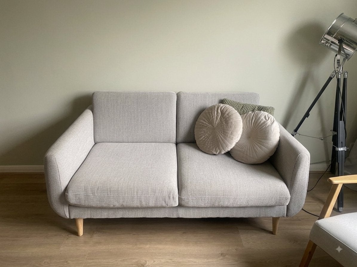 IKEA SMEDSTORP 2-zitsbank Viarp beige/bruin eiken, 150 tot 200 cm, Tweepersoons, 75 tot 100 cm, Ophalen of Verzenden