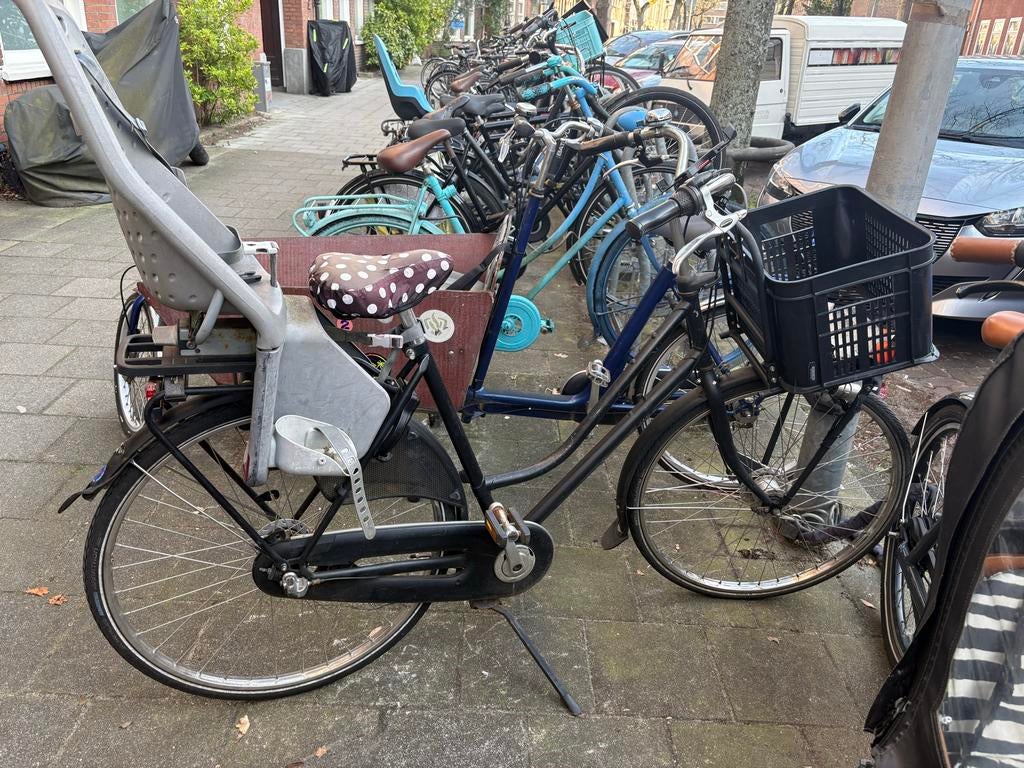 Azor fiets met mand en kinderzitje, Velgrem, Versnellingen, Ophalen, Overige merken