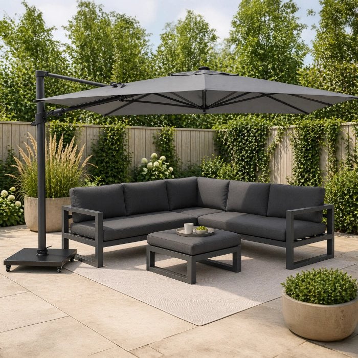 Nieuwe zweefparasol 3 x 3m, madison + een granietvoet, Tuin en Terras, Parasols, Ophalen, Verstelbaar, 3 tot 4 meter, Zweefparasol