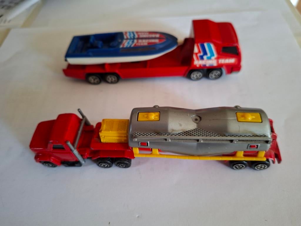 Majorette Magirus Semi Powder Truck & Speedboot Transporter, Ophalen of Verzenden