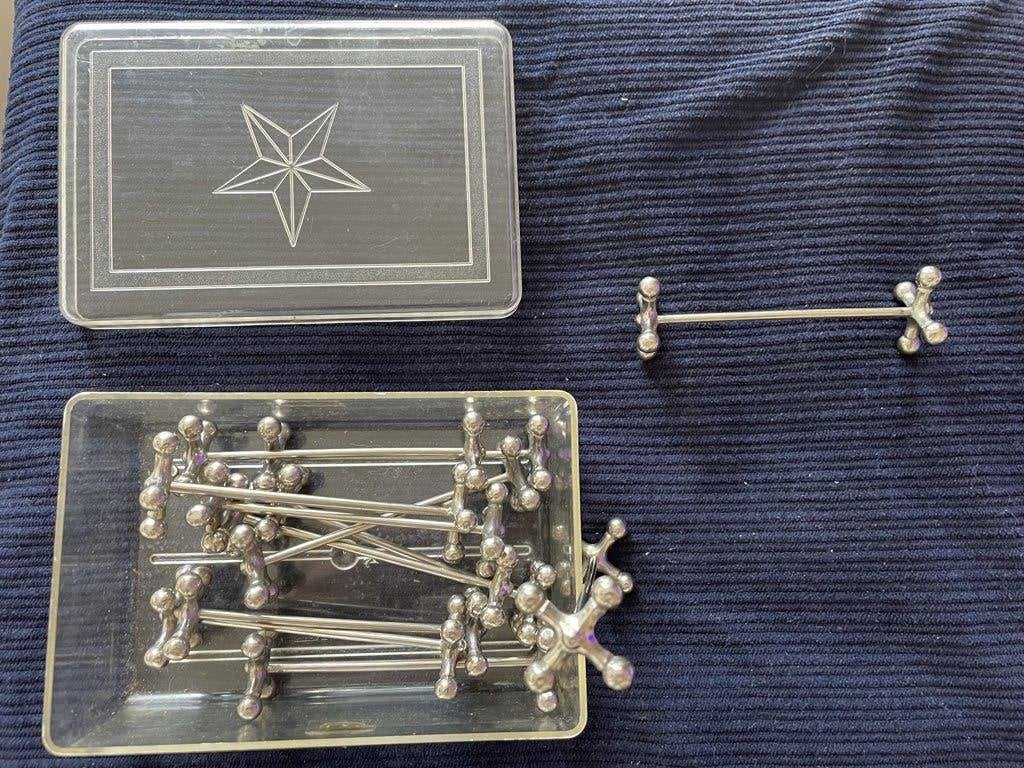 12 metalen bestekleggers jaren 50, Ophalen of Verzenden