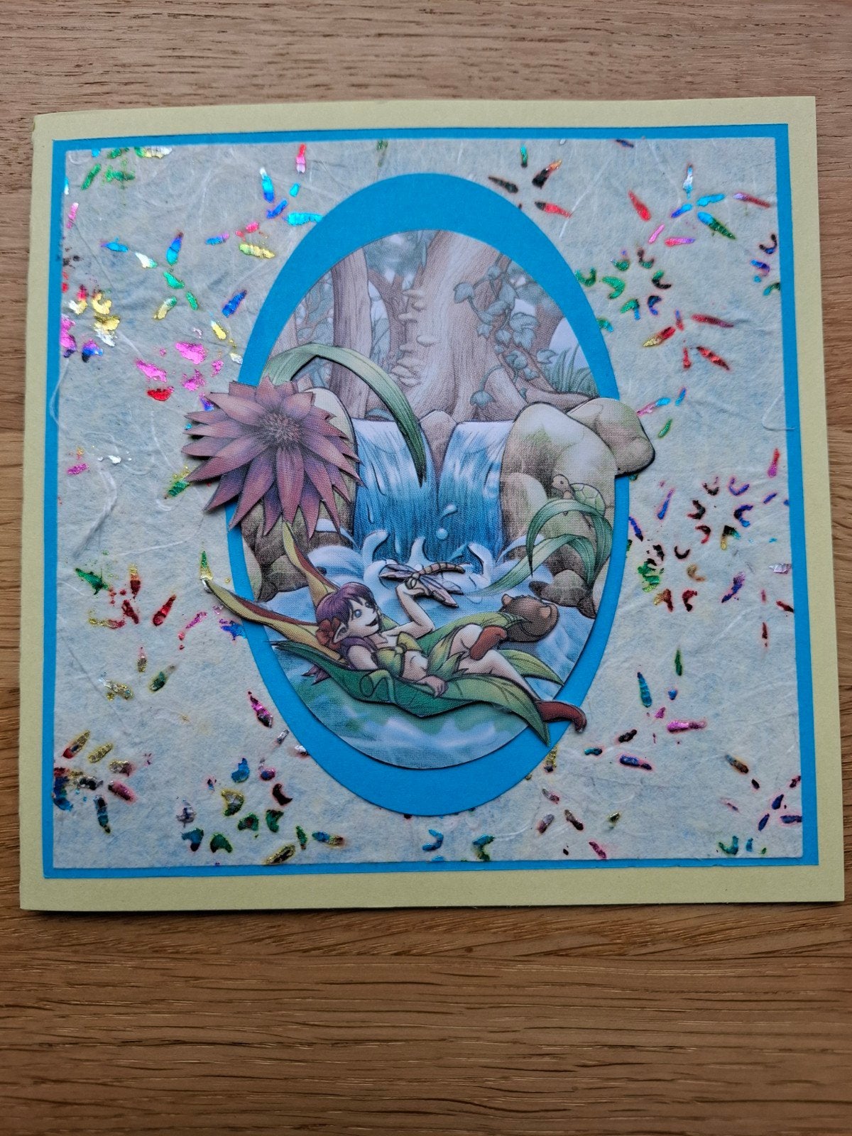 Zelfgemaakte kaart met fantasy fairy en libelle, Ophalen of Verzenden, Nieuw