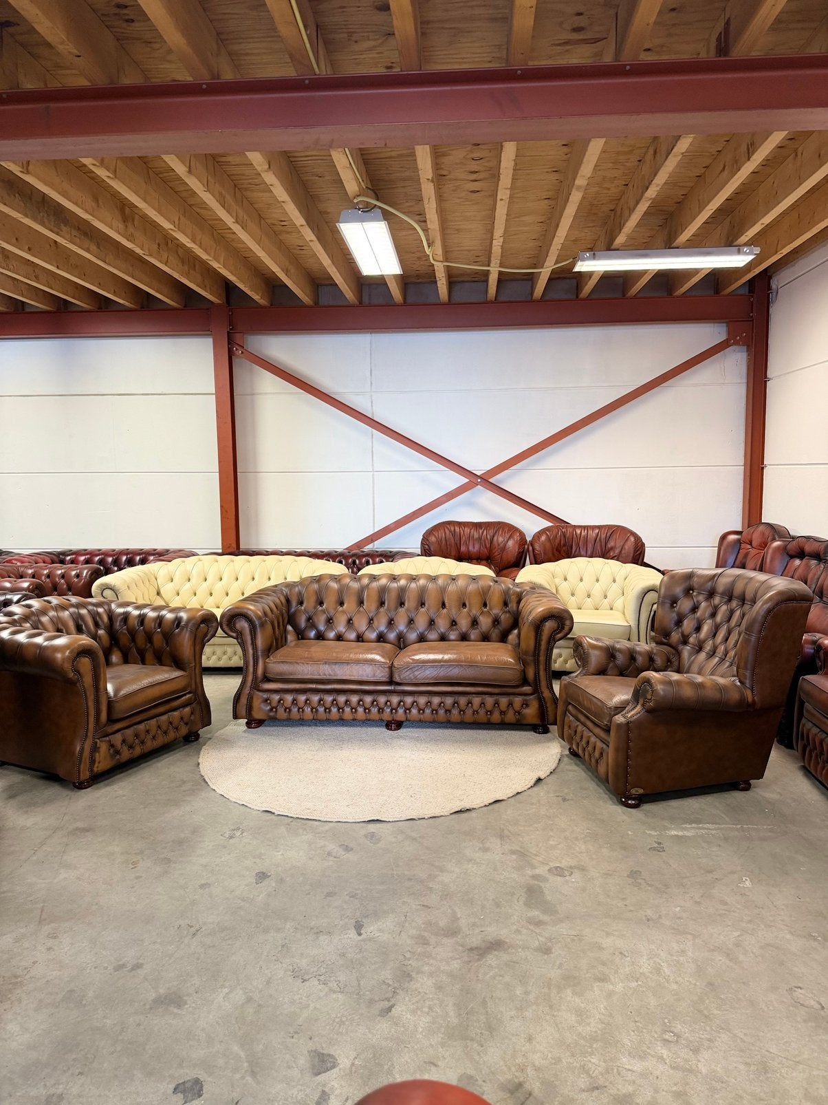 Chesterfield bankstel set antiek bruin 2,5-1-1 zits, Ophalen of Verzenden