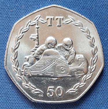 Eiland of Man 50 pence 1984 TT racing Km 126 knap, Verzenden, Overige landen, Losse munt