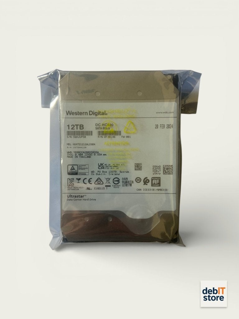 WD Ultrastar 12tb NAS - Server HDD (WD - DC HC520), 12tb, Info@debitstore.nl, Zo goed als nieuw, Western Digital
