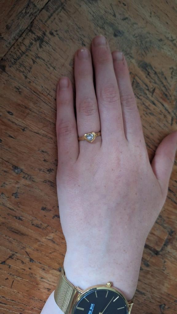 Leuke ring met een hardje, Ophalen of Verzenden, Nieuw, Goud, Dame