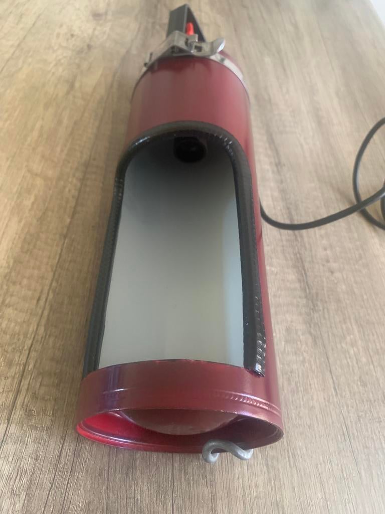 Unieke brandblusser lamp - Rood, industrieel design, Gebruikt, Ophalen of Verzenden, Metaal, Rood