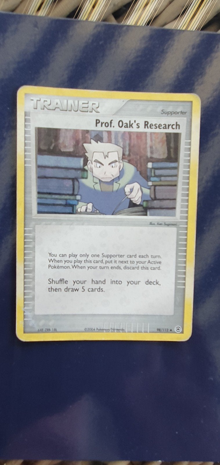 Trainer prof oak's research 98/112 holo pokemon kaart, Ophalen of Verzenden, Gebruikt