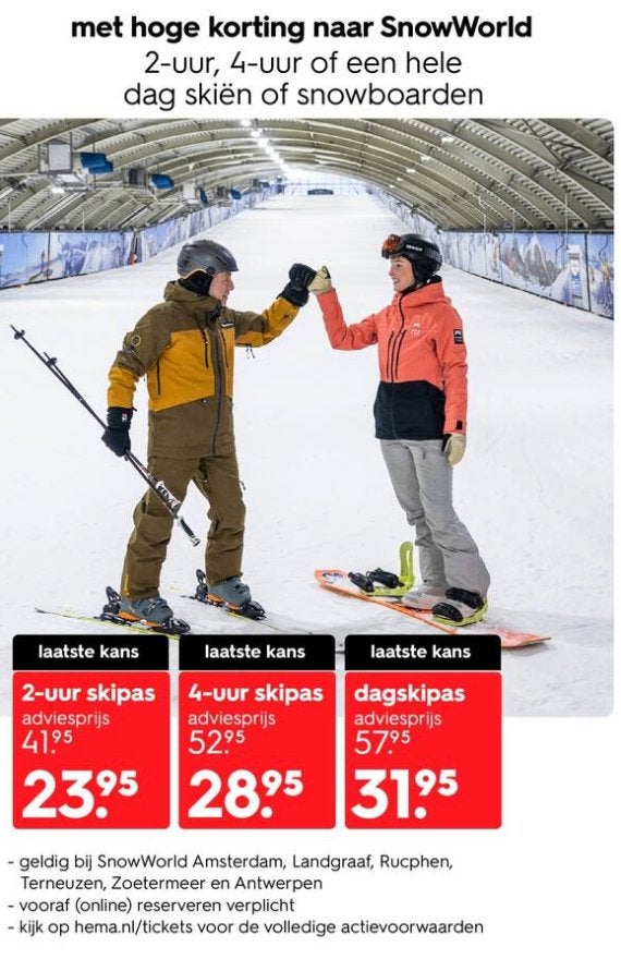 2x dagskipas Snowworld - nieuwprijs 63 eu - geldig t/m 30-09, Twee personen, Kortingsbon, Overige typen