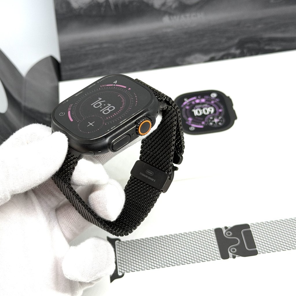 Apple Watch Ultra 3 zwart Milanese band /krasvrij /100% batt, Apple, Zo goed als nieuw, Support@apple.com, Apple Park Way, Cupertino, California