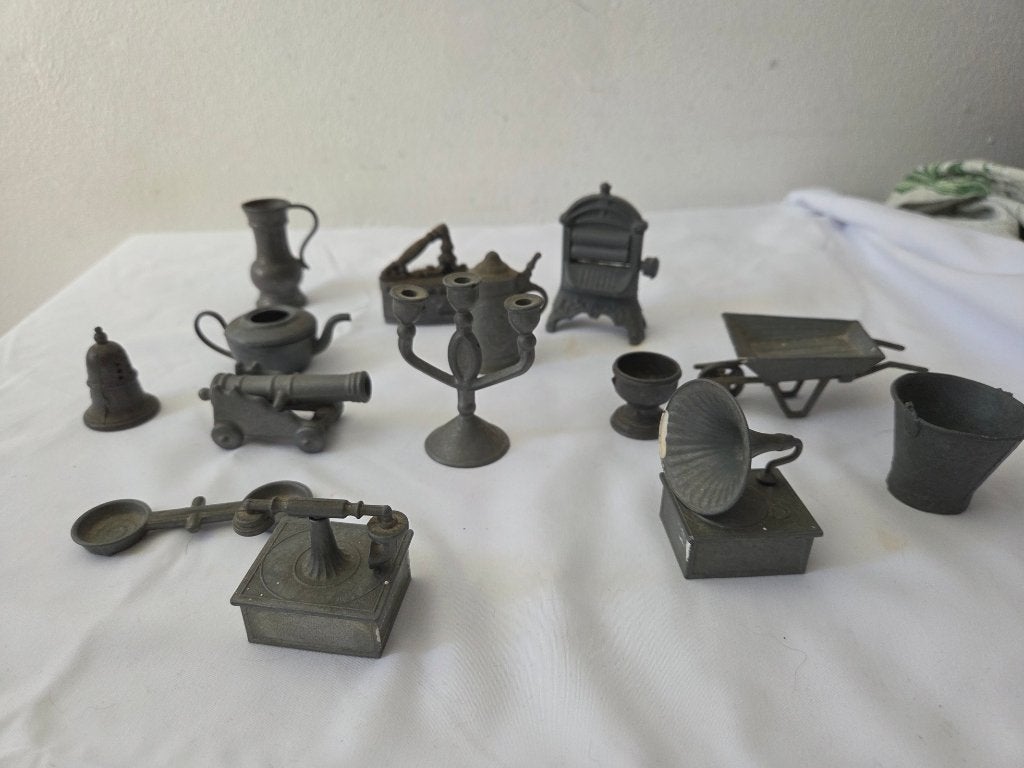Vintage Pewter Dollhouse Miniatures, Ophalen of Verzenden