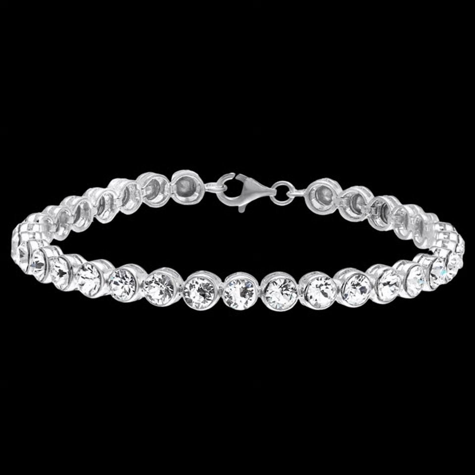 Zilveren rhodiumplated tennisarmband met kristallen. Nieuw, Ophalen of Verzenden, Nieuw, Zilver, Zilver
